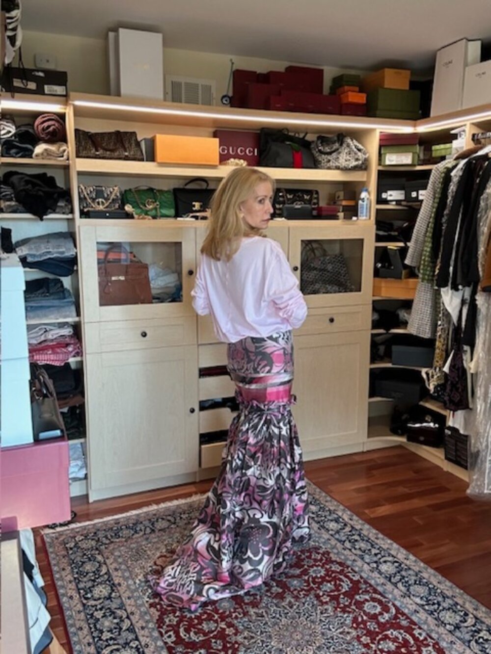 CAROLINA HERRERA SIZE 2 FLORAL PRINT MAXI SKIRT